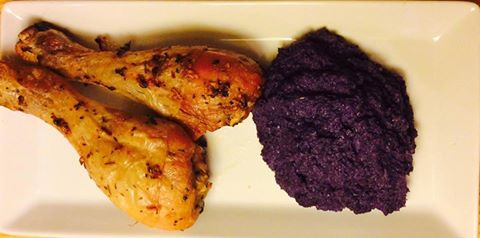 Csirkecomb  gyömbéres-lilakáposzta-pürével