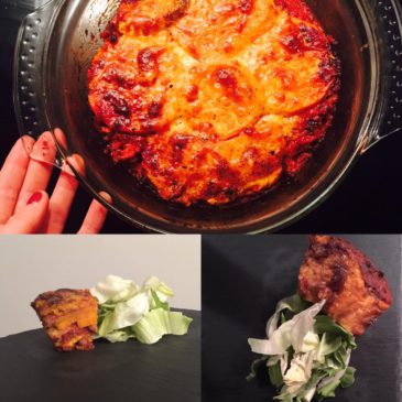 Édesburgonya-lasagne