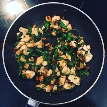 Spenótos-gombás-hagymás csirke